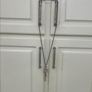 Black and Silver Geometric Pendant Necklace